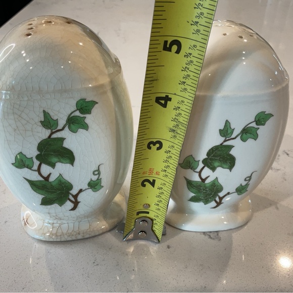 Vintage Harker Ivy Salt & Pepper Shakers 5” Tall Crazing & Chips on Top of Salt - Picture 3 of 9